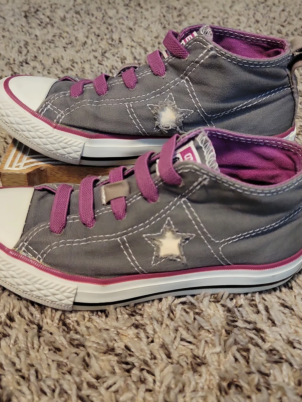 Converse One Star Youth Low 'No time to lace' Gray Purple Sneakers Youth US 12